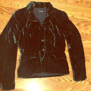 Dark emerald green Tahari velvet blazer